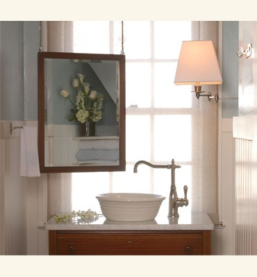 Hanging mirror on a frame for the bathroom