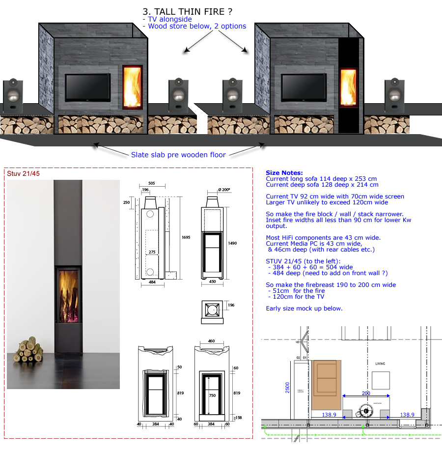 layout - fire with slate texture - tall slot fire